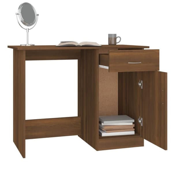 vidaXL skrivebord 100x50x76 cm konstrueret træ brun egetræsfarve
