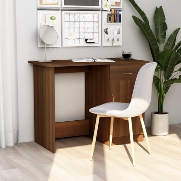 vidaXL skrivebord 100x50x76 cm konstrueret træ brun egetræsfarve