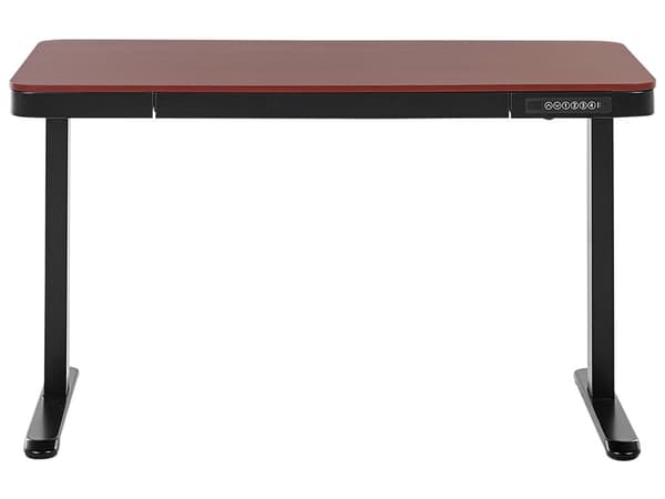 Elektrisk Justerbart Skrivebord Mørk Træ Sort Bordplade Pulverlakeret stålstel Sid og Stå 120 x 60 cm Moderne Design