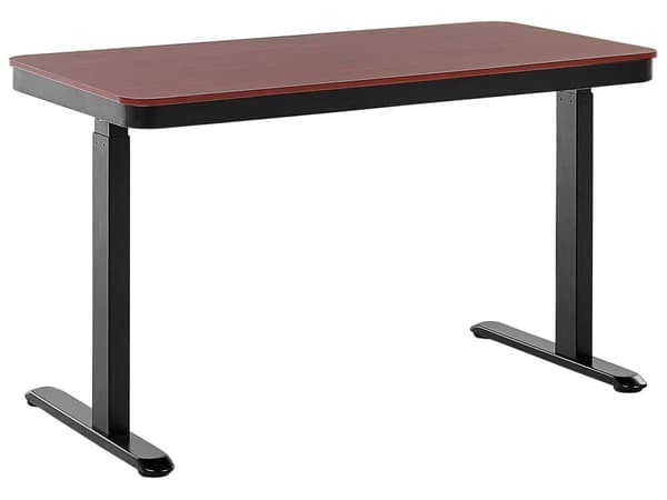 Elektrisk Justerbart Skrivebord Mørk Træ Sort Bordplade Pulverlakeret stålstel Sid og Stå 120 x 60 cm Moderne Design