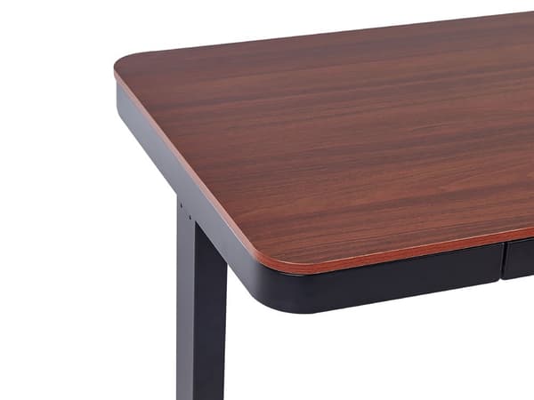 Elektrisk Justerbart Skrivebord Mørk Træ Sort Bordplade Pulverlakeret stålstel Sid og Stå 120 x 60 cm Moderne Design