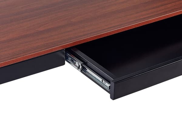 Elektrisk Justerbart Skrivebord Mørk Træ Sort Bordplade Pulverlakeret stålstel Sid og Stå 120 x 60 cm Moderne Design