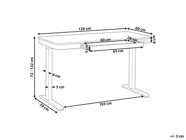 Työpöytä sähkösäädettävä USB-portti vaalea puu/valkoinen 120 x 60 cm KENLY