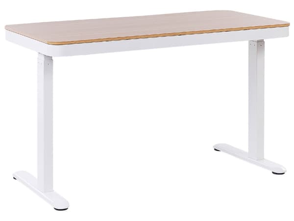 Työpöytä sähkösäädettävä USB-portti vaalea puu/valkoinen 120 x 60 cm KENLY