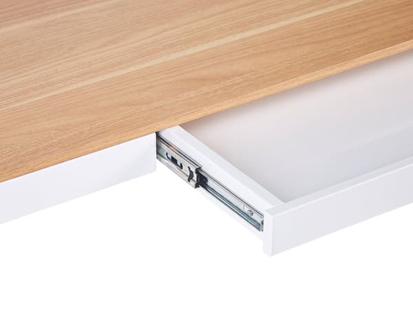 Työpöytä sähkösäädettävä USB-portti vaalea puu/valkoinen 120 x 60 cm KENLY