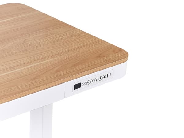 Työpöytä sähkösäädettävä USB-portti vaalea puu/valkoinen 120 x 60 cm KENLY