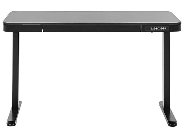 Työpöytä musta 120 x 72-122 x 60 cm lastulevy teräs sähkösäädettävä 4 asetusta USB moderni
