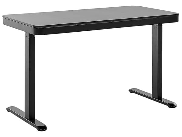 Työpöytä musta 120 x 72-122 x 60 cm lastulevy teräs sähkösäädettävä 4 asetusta USB moderni