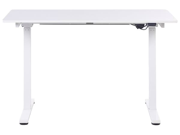 Elektriskt Justerbart Skrivbord Vit Bordsskiva Pulverlackerad Stålram Sitta och Stå 120 x 60 cm Modern Design