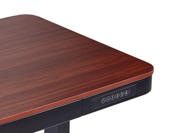 Elektrisk justerbart skrivebord Mørkt Tre Svart Bordplate 120 x 60 cm Moderne Stålramme Pulverlakkert med USB-port