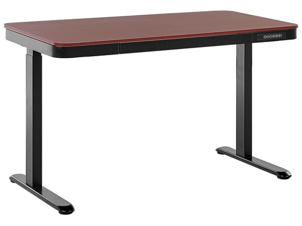 Elektrisk justerbart skrivebord Mørkt Tre Svart Bordplate 120 x 60 cm Moderne Stålramme Pulverlakkert med USB-port