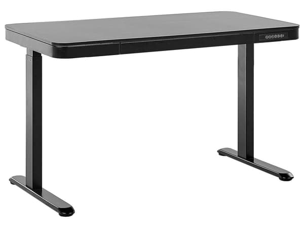 Elektrisk justerbart skrivebord Svart Bordplate 120 x 60 cm Moderne Stålramme Pulverlakkert med USB-port