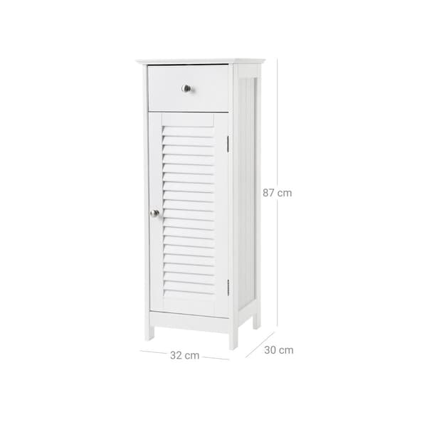 Kapea kylpyhuonekaappi - BeePercase - Louvre -ovella - valkoinen