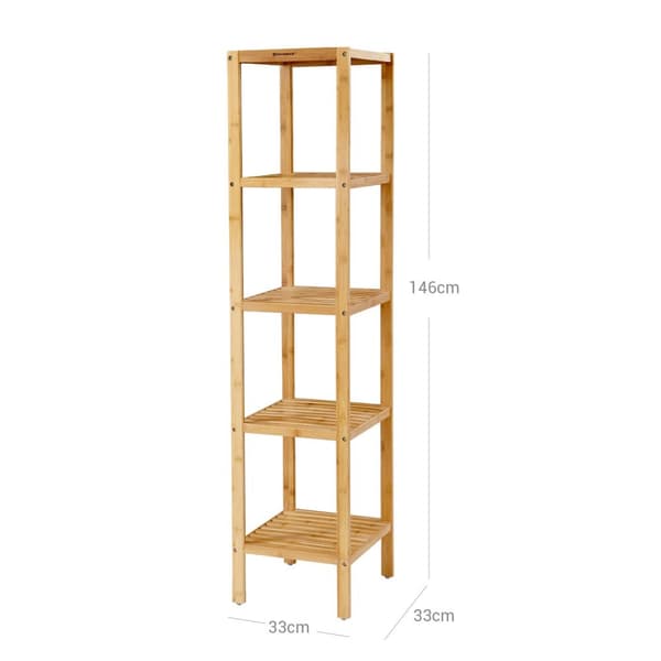 Badeværelsesstativ - med 5 etager - fra bambus - Standing Rack - Kitchen Rack - 33 x 33 x 146 cm - smal