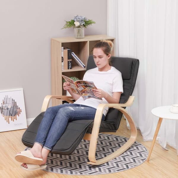 Rockstol - Relax Chair - Lounge Chair - 5 -Fold justerbar fotänd - Grå