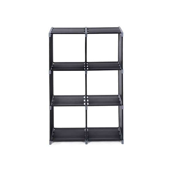 Åben kabinet - bogreol - 6 rum - Stof sider - sort