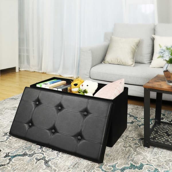 Seat Chest - Storage Box - Sofa - med lock - Foldbar - Lastkapacitet på upp till 300 kg - Uppdaterad - Svart