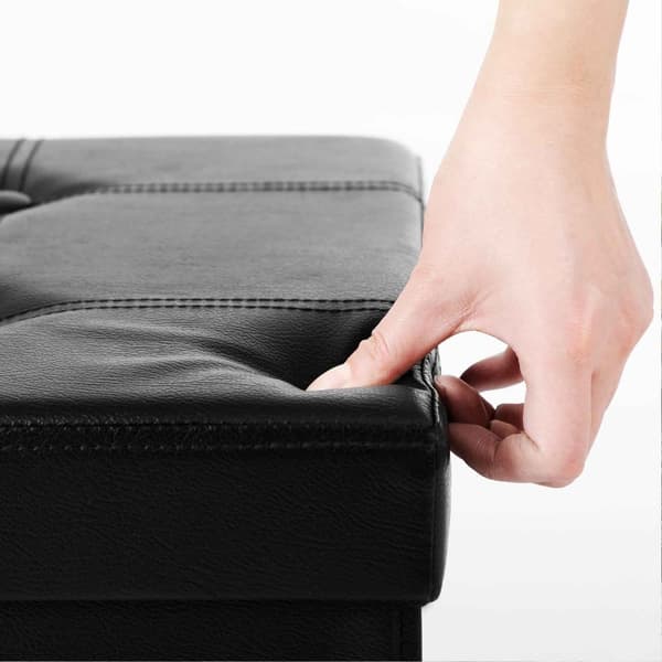Seat Chest - Storage Box - Sofa - med lock - Foldbar - Lastkapacitet på upp till 300 kg - Uppdaterad - Svart