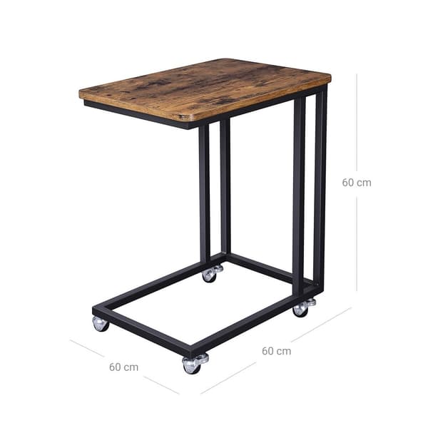 Sidebord - Bedstabel - Sofabord på hjul - 50 x 35 x 60 cm sofabord - Brun