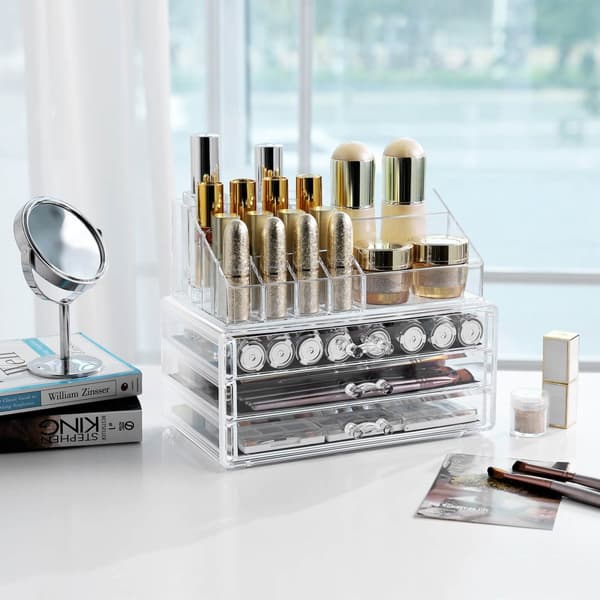 Cosmetics Storage - Make -Up arrangør - 3 skuffer - Gennemsigtig