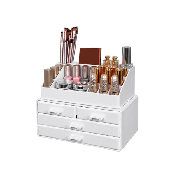 Make -Up Organizer - Make Up Box - Cosmetics tilbehør - Make Up tilbehør - Hvid