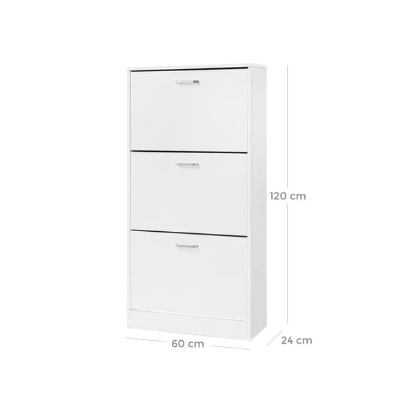 Skodabinet - sko rack - 3 ventiler - hvid - 60 x 120 x 24 cm