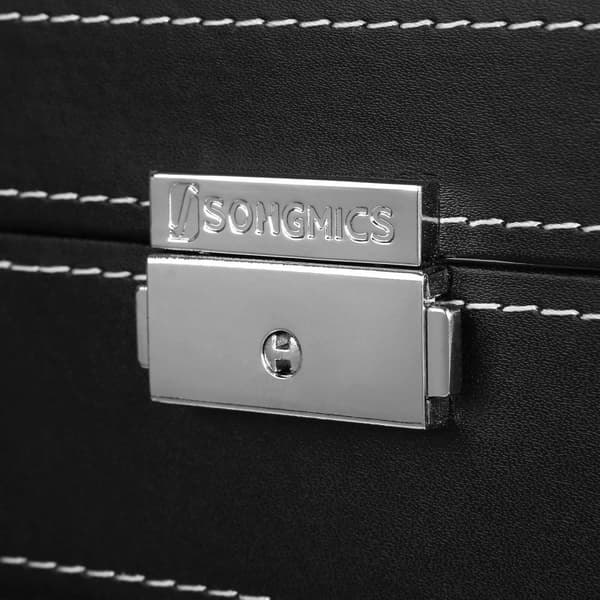 Watch Holder - watchbox - rektangulær - til 5 ure - glaslåg - sort