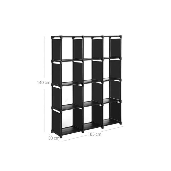 Cube kabinet - reol - opbevaringsskab - 12 terninger - 105 x 30 x 140 cm - sort