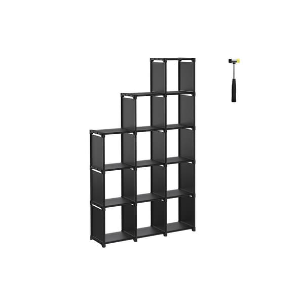 Cube kabinet - reol - opbevaringsskab - 12 terninger - 105 x 30 x 140 cm - sort