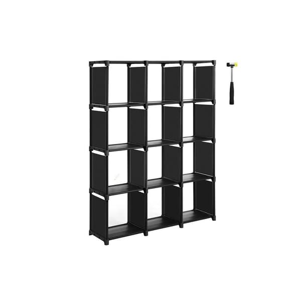 Cube kabinet - reol - opbevaringsskab - 12 terninger - 105 x 30 x 140 cm - sort