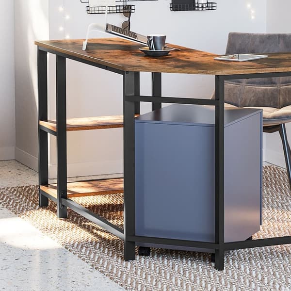 Bureau - Hoekbureau - Industrial Design - L Hoek Bureau - Vintage Brown / Black