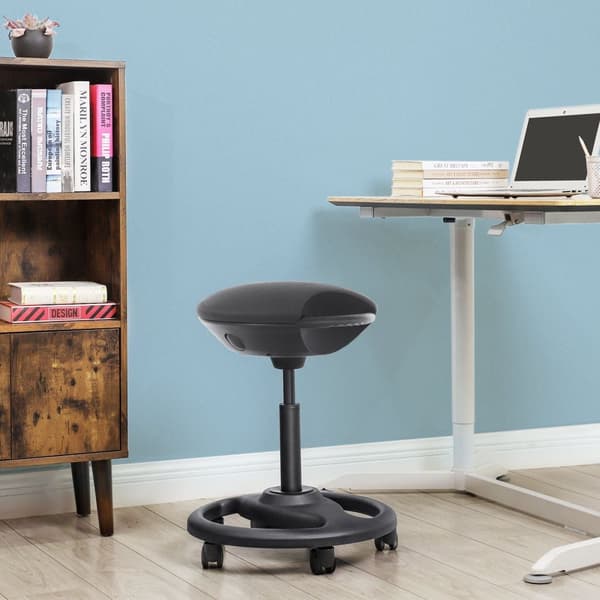 Ergonomisk werk afføring - hjul på hjul - i højde justerbar - sort