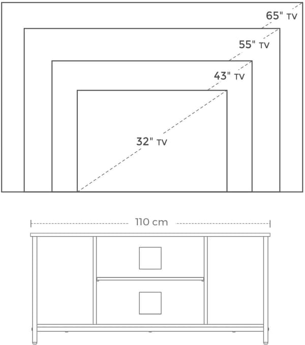 TV Cabinet - TV -møbler - Sofabord - med åbne rum - 110 x 40 x 50 cm - Industrielt design