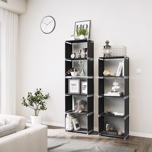 Opbevaringsstativ - bogreol - Wooncase - med 5 niveauer - 50 x 30 x 180 cm - sort