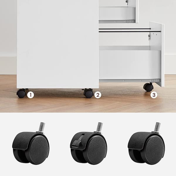 Roll Container - Drawer Unit - Besp of Drawers - 2 Locks - With Wheels - White