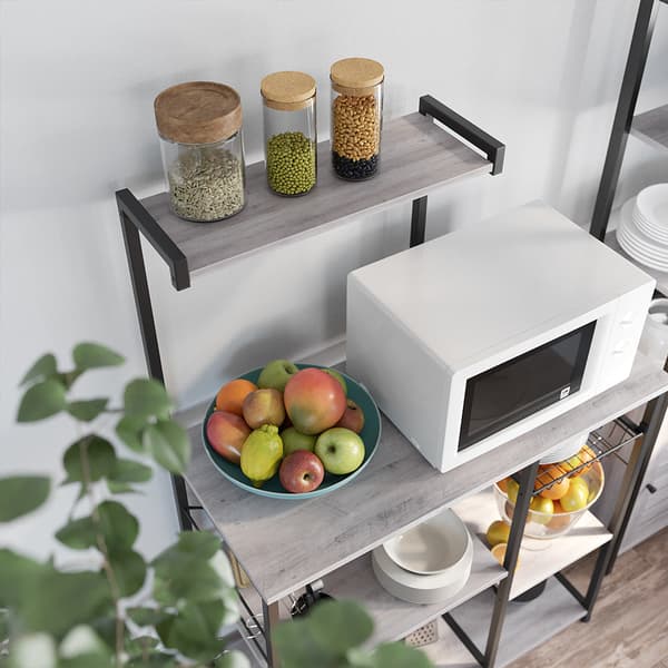 Keittiökaappi - Keittiön hylly - Leipomahylly - Keittiön säilytys - Mikroaaltouuni - Yrttiteline - Yrttikaappi - Vintage Grey / Black