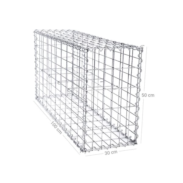 Schanskorf - Gabion - Steenkorf - ruostumattomasta - 100 x 50 x 30 cm - hopea