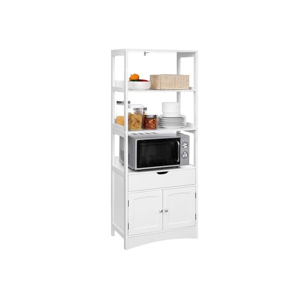 Korkeakaappi - kylpyhuonekalusteet - Irrotettu kylpyhuonekaappi - kirjahylly - 3 avointa osastoa - 1 laatikko - 2 kaapin ovea - 60 x 32,5 x 154 cm