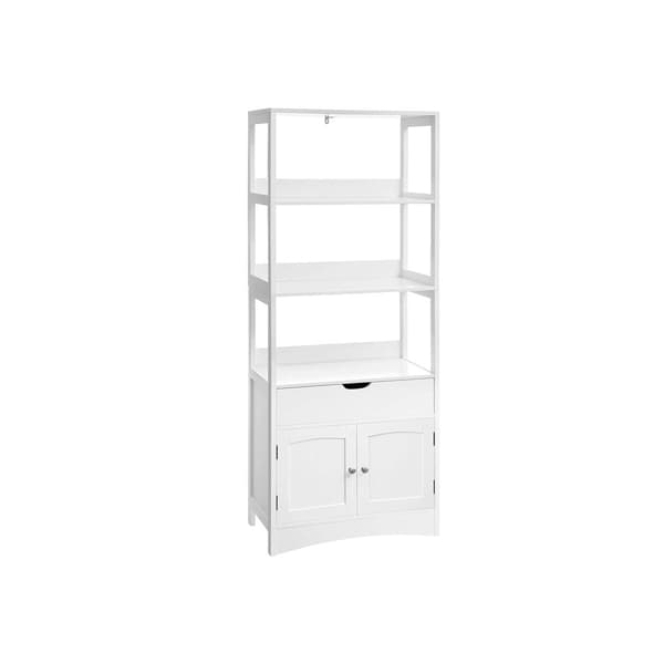 Korkeakaappi - kylpyhuonekalusteet - Irrotettu kylpyhuonekaappi - kirjahylly - 3 avointa osastoa - 1 laatikko - 2 kaapin ovea - 60 x 32,5 x 154 cm