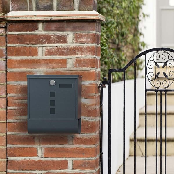 Mailbox - Wall Letterbox - Med Lock - On the Wall - Black