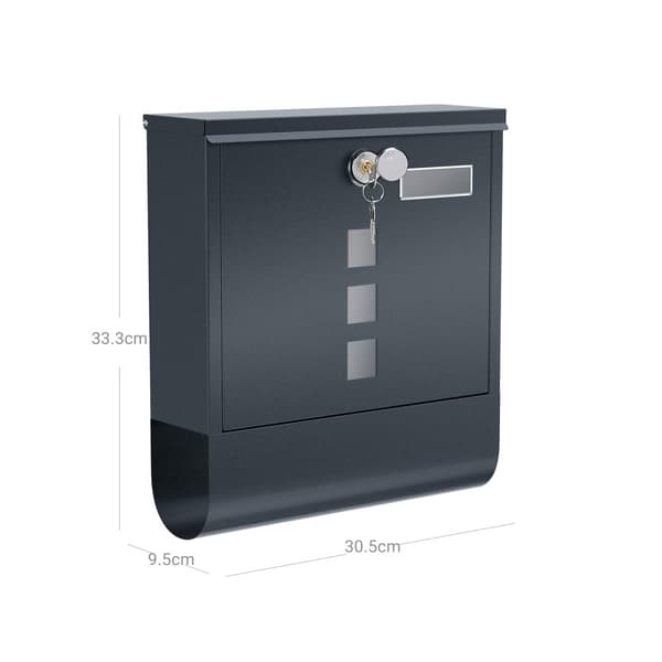 Mailbox - Wall Letterbox - Med Lock - On the Wall - Black