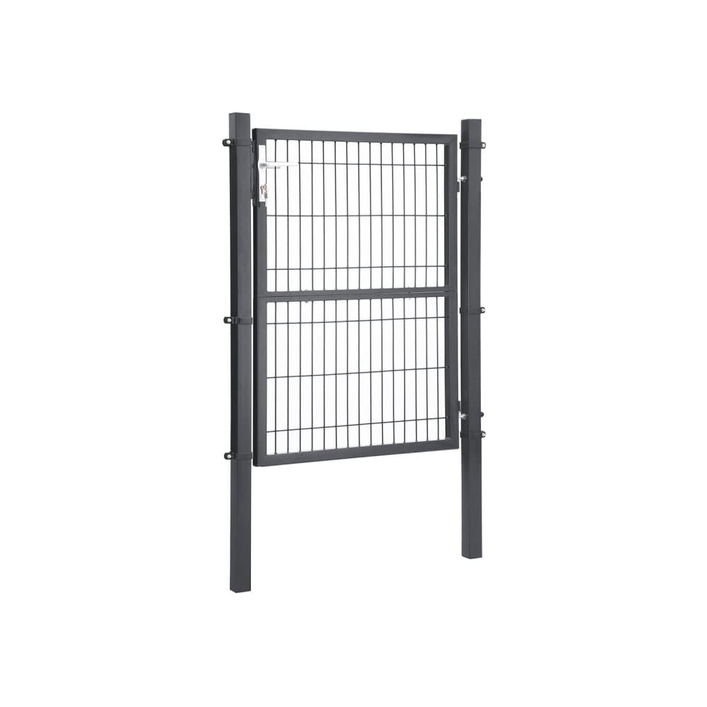 Garden Gate - Port - Steel - Med lås - Dörrknapp och nyckel - 106 x 125 cm - Svart