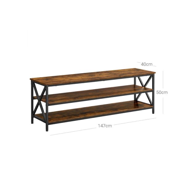 TV -møbler - 3 lag med tv -rack - X -formet metalramme -brun sort