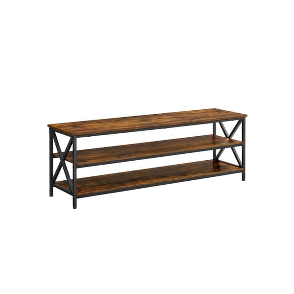 TV -møbler - 3 lag med tv -rack - X -formet metalramme -brun sort