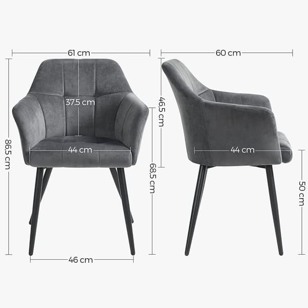 Ruokasalituoli - keittiön tuoli - peitetty tuoli - metallijalat - Velvet - Harmaa
