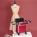 Miniatyrbillede 3 af 7: Cosmetics Case - Trolley - Make -Up Case - Face -Made Case - Med Handle - Med 4 Wheels - Pink
