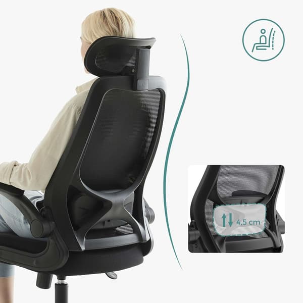 Kontorstol - Computerstol - Ergonomisk stol - Justerbar stol - Rampefunktion - Sort