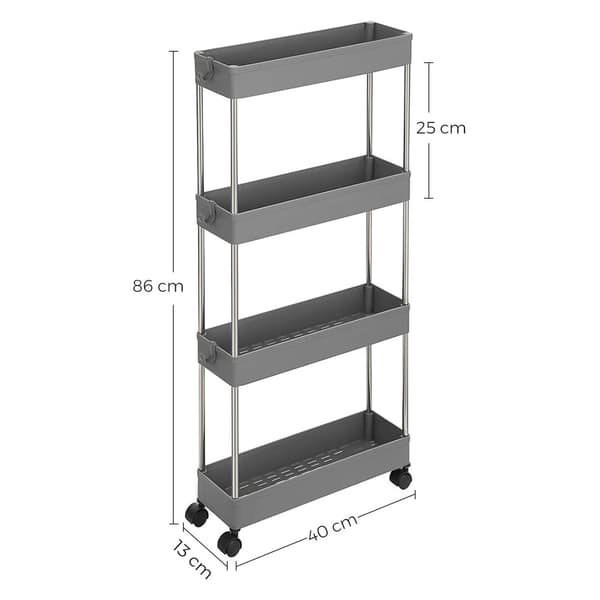 Vaunu - Keittiöauto - 4 tasoa - 40 x 13 x 86 cm - harmaa