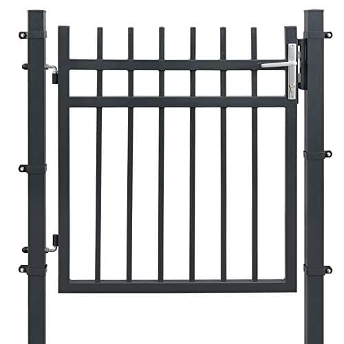 Metal Garden Gate - Steel Garden Gate - Med lås - med dörrknapp -106 x 100 cm - grå