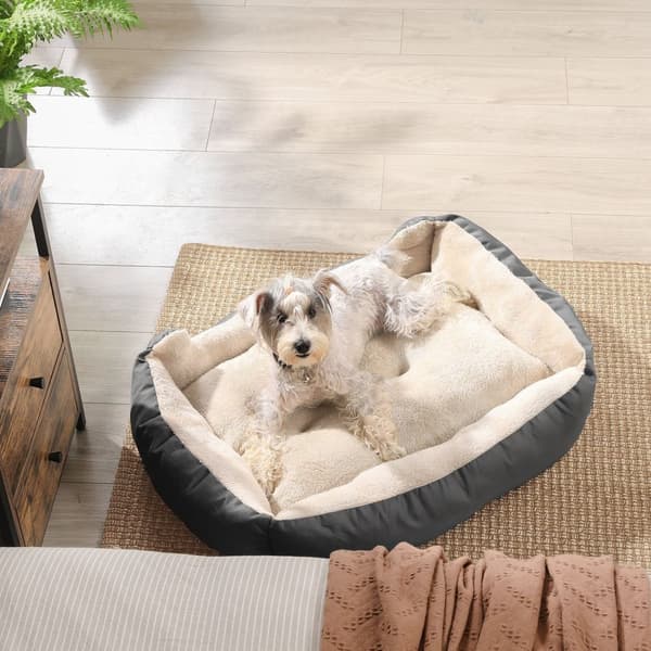 Hundeseng - Hundpude - Hundeseng - 80 x 65 x 20 cm - Med reversibel pude - Grå
